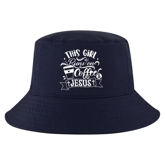 This Runs On Coffee And Jesus Religious Christian Cute Gift Cool Comfort Performance Bucket Hat