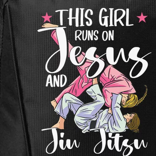 This  Runs On Jesus And Jiu Jitsu Gift City Backpack