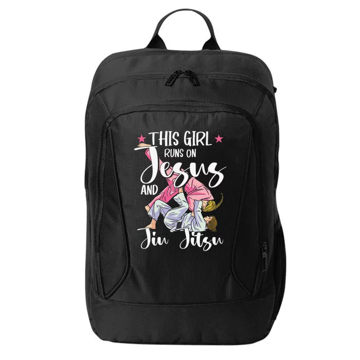 This  Runs On Jesus And Jiu Jitsu Gift City Backpack