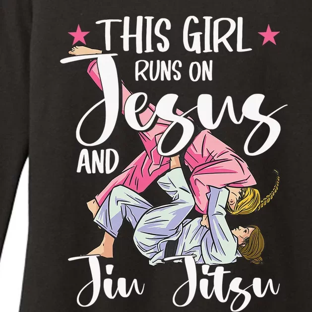 This  Runs On Jesus And Jiu Jitsu Gift Womens CVC Long Sleeve Shirt