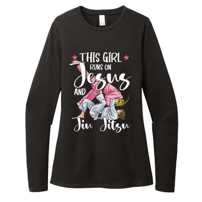 This  Runs On Jesus And Jiu Jitsu Gift Womens CVC Long Sleeve Shirt