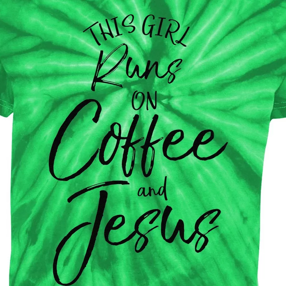 This Runs On Coffee And Jesus Christian Kids Tie-Dye T-Shirt