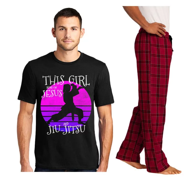 This Runs On Jesus And Jiu Jitsu Christian Gift Pajama Set