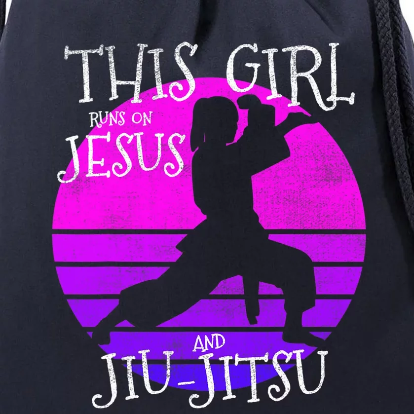 This Runs On Jesus And Jiu Jitsu Christian Gift Drawstring Bag