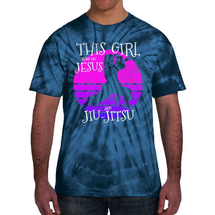 This Runs On Jesus And Jiu Jitsu Christian Gift Tie-Dye T-Shirt