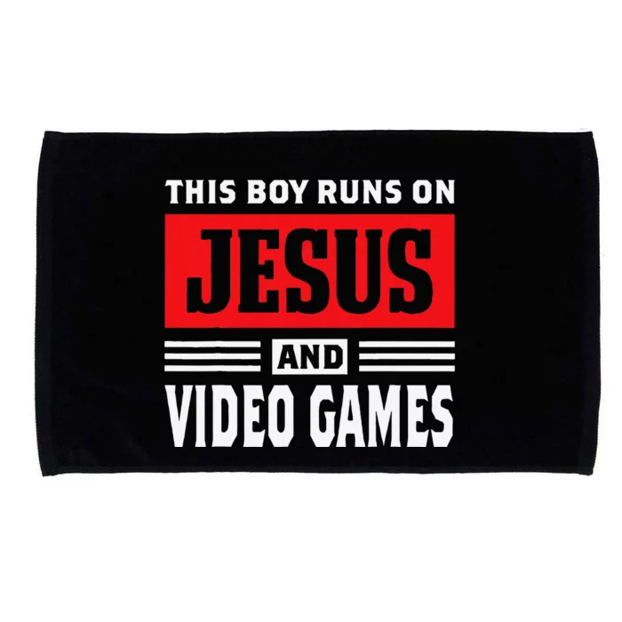 This Runs On Jesus And Video Games Christian Gift Microfiber Hand Towel