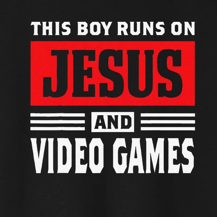 This Runs On Jesus And Video Games Christian Gift Women's Crop Top Tee