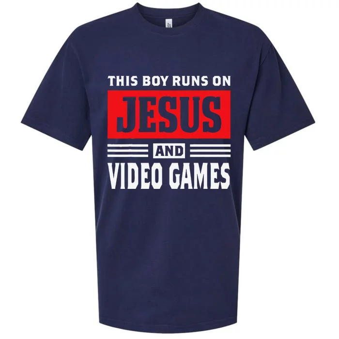 This Runs On Jesus And Video Games Christian Gift Sueded Cloud Jersey T-Shirt