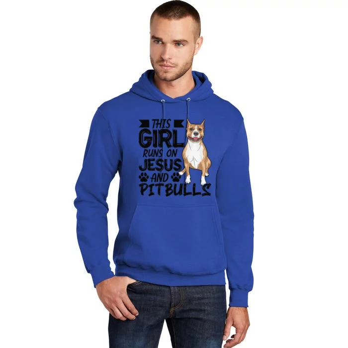 This Runs On Jesus And Pitbulls Christians Gift Tall Hoodie