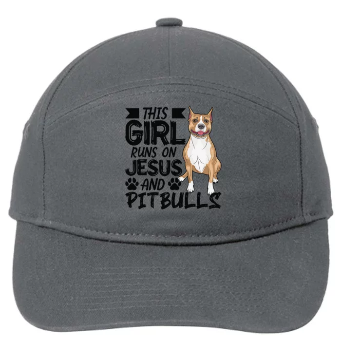 This Runs On Jesus And Pitbulls Christians Gift 7-Panel Snapback Hat