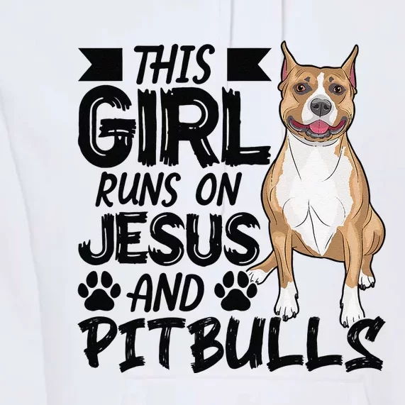 This Runs On Jesus And Pitbulls Christians Gift Premium Hoodie