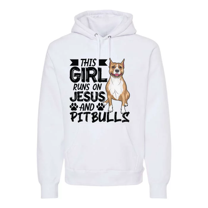 This Runs On Jesus And Pitbulls Christians Gift Premium Hoodie