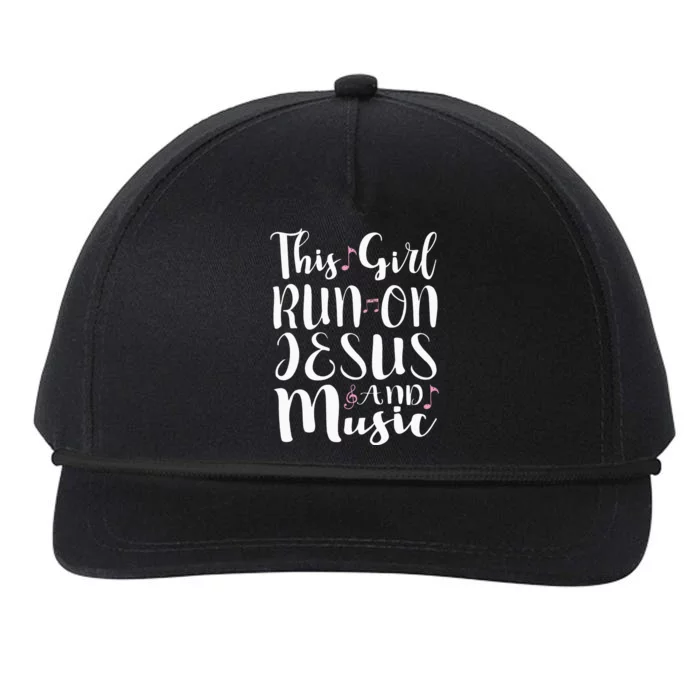 This  Runs On Jesus And Music Snapback Five-Panel Rope Hat