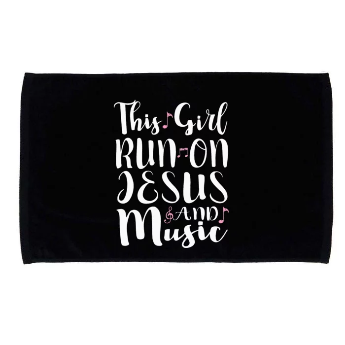 This  Runs On Jesus And Music Microfiber Hand Towel