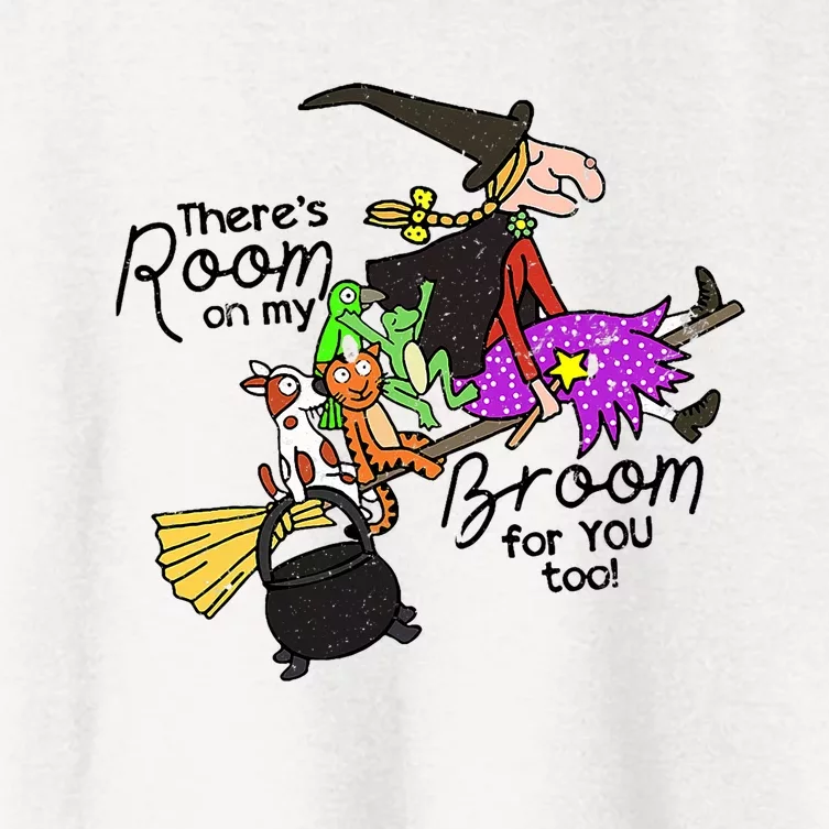 ThereS Room On My Broom For You Too Funny Teacher Witch Women's Crop Top Tee