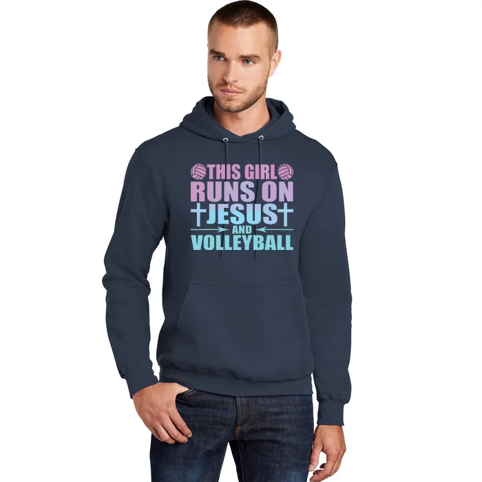 This Runs On Jesus And Volleyball Novelty Hoodie