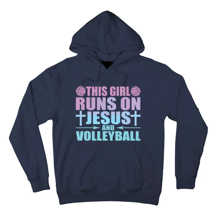 This Runs On Jesus And Volleyball Novelty Hoodie