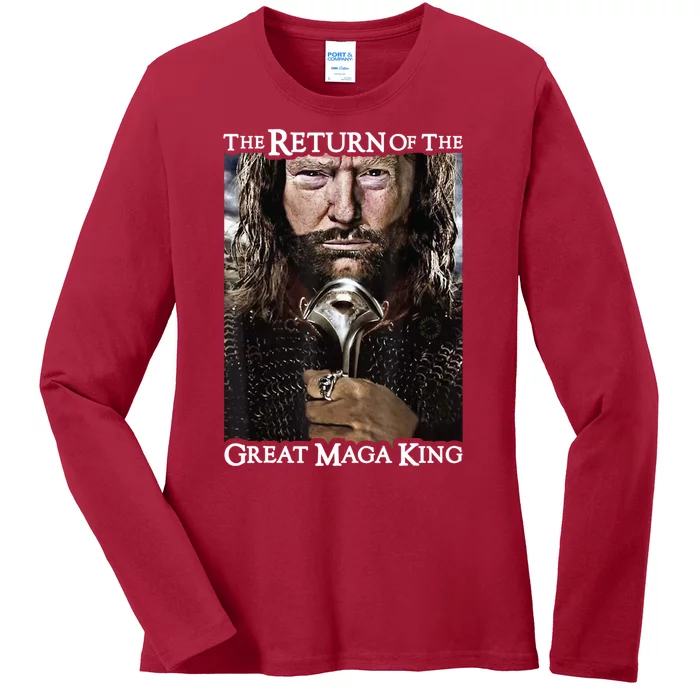 The Return Of The Great Maga King Donald Trump Ladies Long Sleeve Shirt