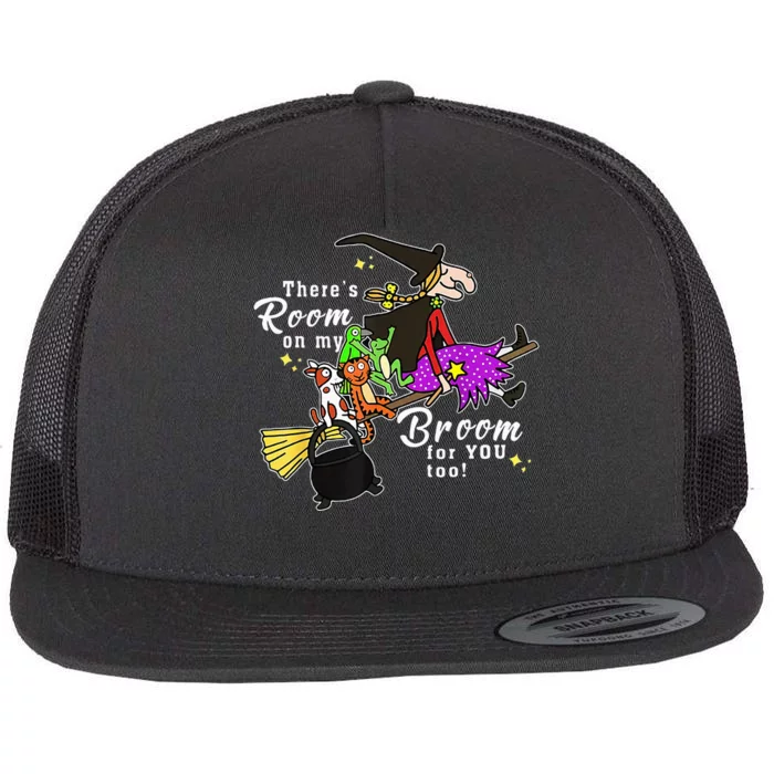 ThereS Room On My Broom For You Too Teacher Halloween Flat Bill Trucker Hat