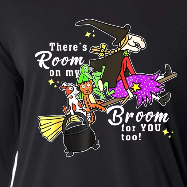 ThereS Room On My Broom For You Too Teacher Halloween Cooling Performance Long Sleeve Crew