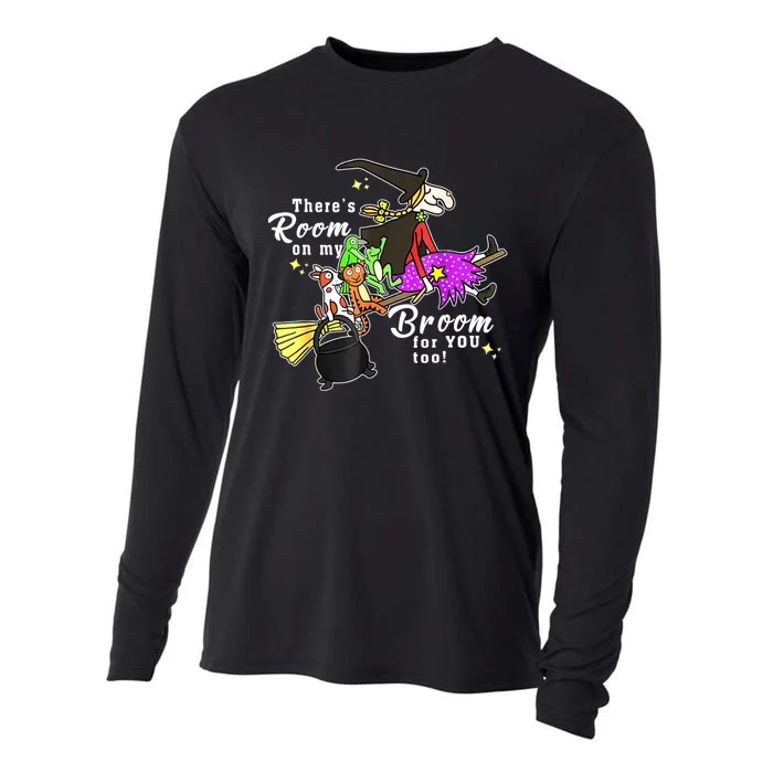 ThereS Room On My Broom For You Too Teacher Halloween Cooling Performance Long Sleeve Crew