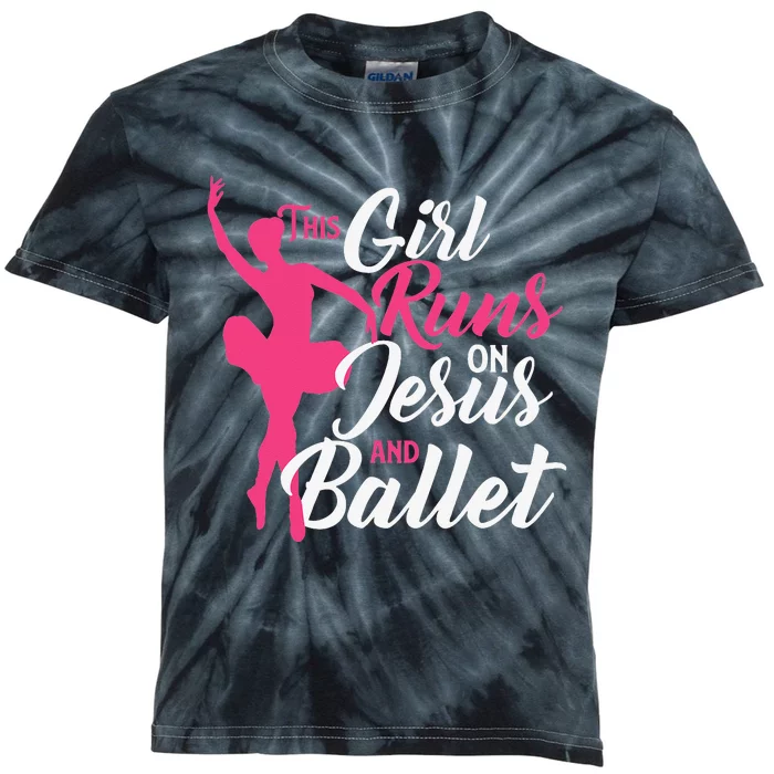 This Runs On Jesus And Ballet Barre Ballerina Chassé Kids Tie-Dye T-Shirt