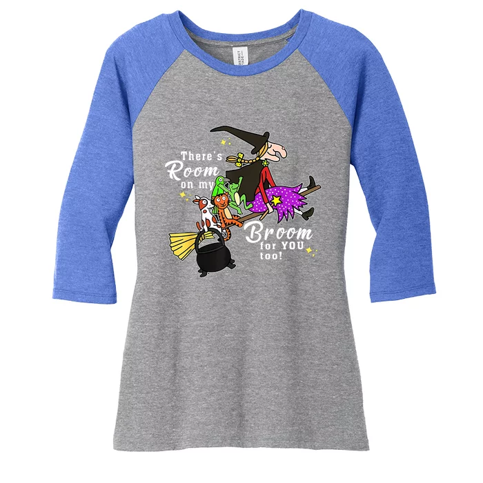 ThereS Room On My Broom For You Too Teacher Halloween Women's Tri-Blend 3/4-Sleeve Raglan Shirt