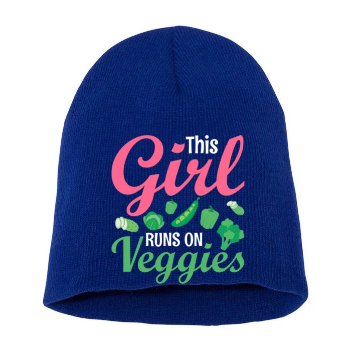 This Runs On Veggies Funny Veganism Vegan Funny Gift Short Acrylic Beanie