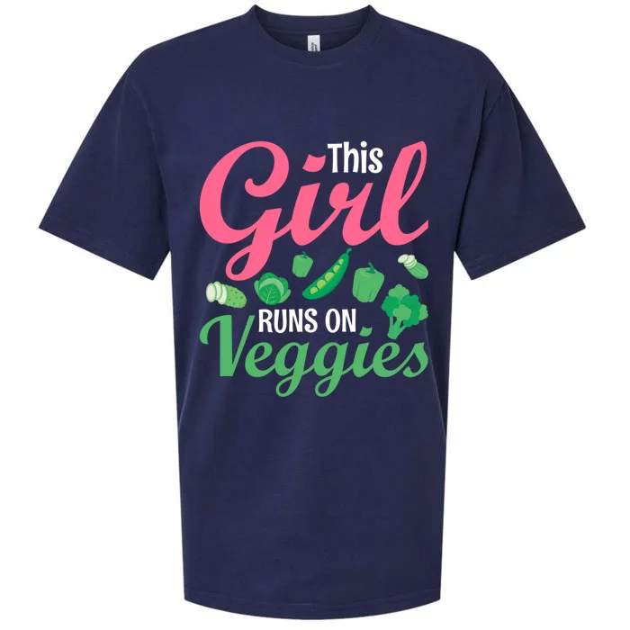 This Runs On Veggies Funny Veganism Vegan Funny Gift Sueded Cloud Jersey T-Shirt