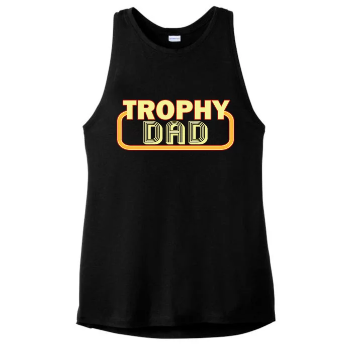 Trophy Dad Funny Retro Ladies Tri-Blend Wicking Tank