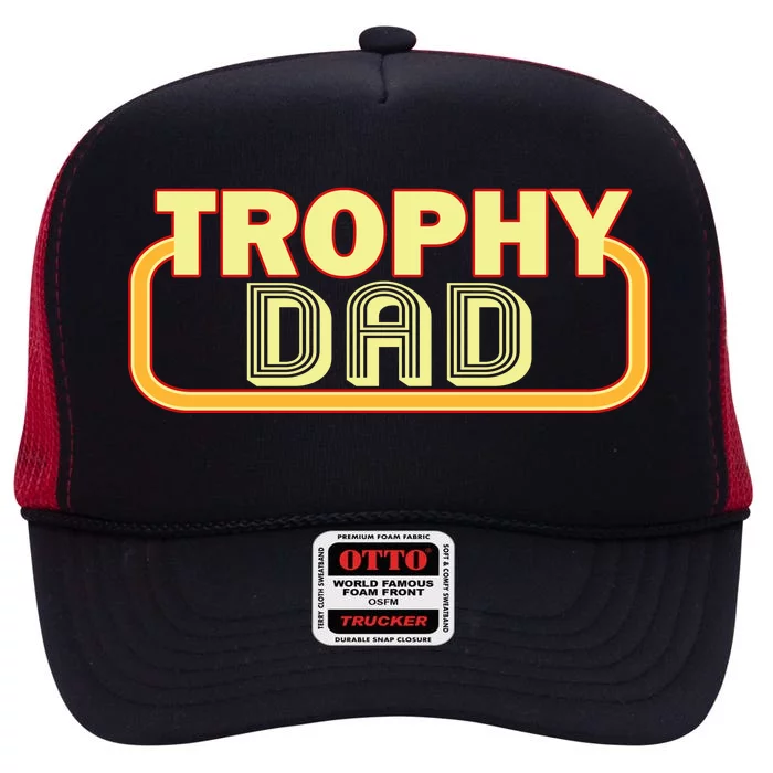 Trophy Dad Funny Retro High Crown Mesh Trucker Hat