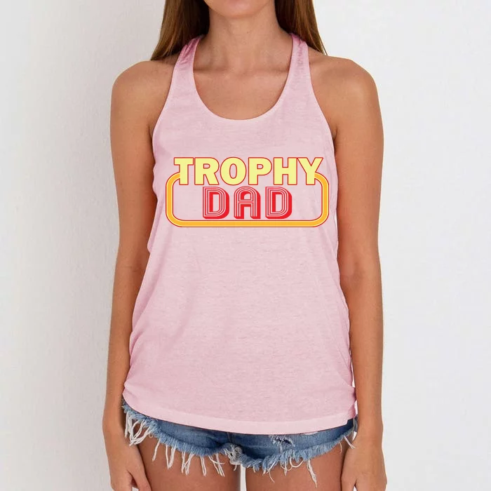 Trophy Dad Funny Retro Women's Knotted Racerback Tank