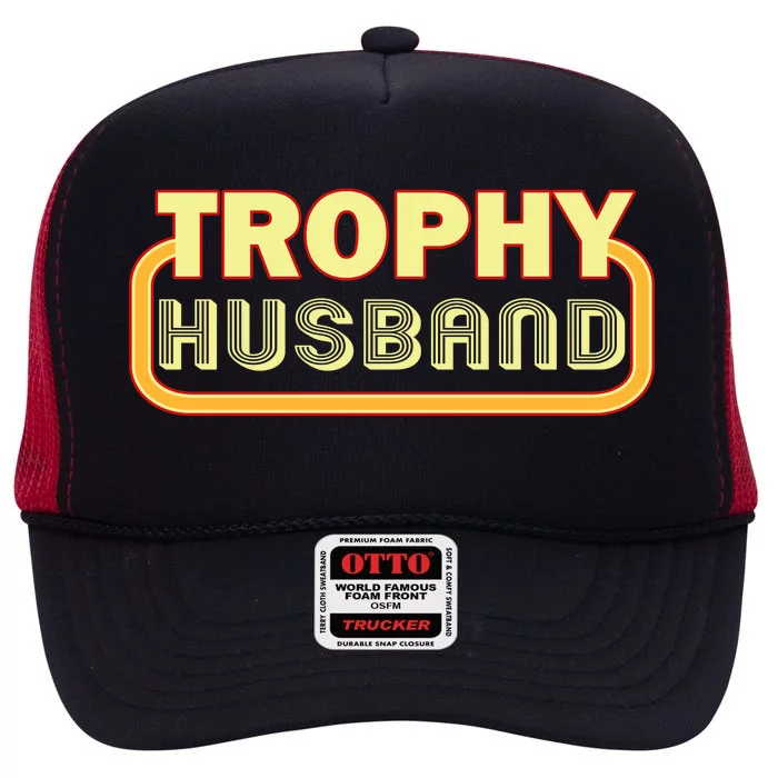 Trophy Husband Funny Retro High Crown Mesh Trucker Hat