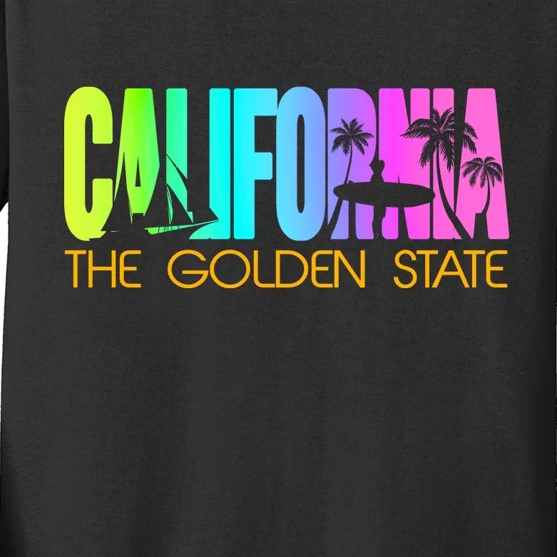 Tropical California The Golden State Kids Long Sleeve Shirt