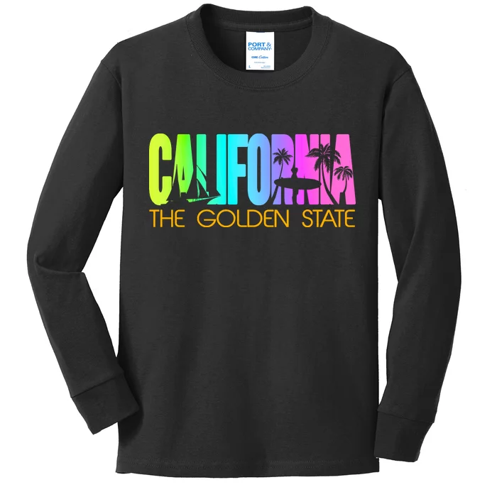 Tropical California The Golden State Kids Long Sleeve Shirt