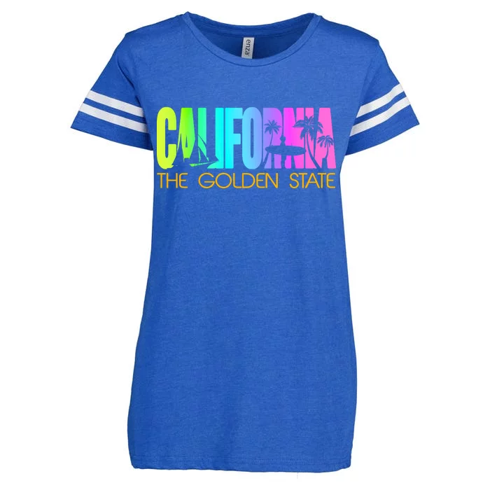 Tropical California The Golden State Enza Ladies Jersey Football T-Shirt