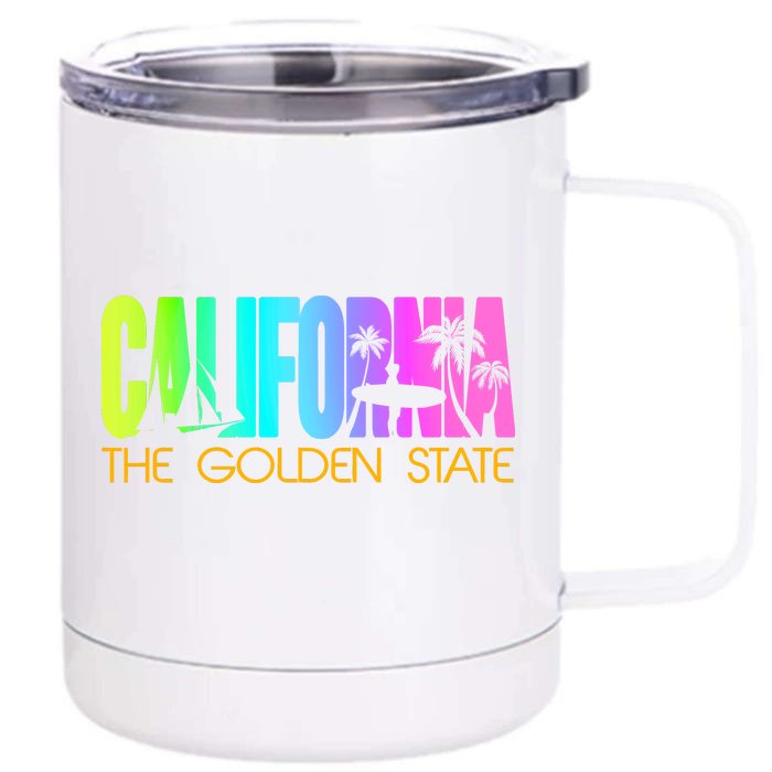 Tropical California The Golden State Front & Back 12oz Stainless Steel Tumbler Cup