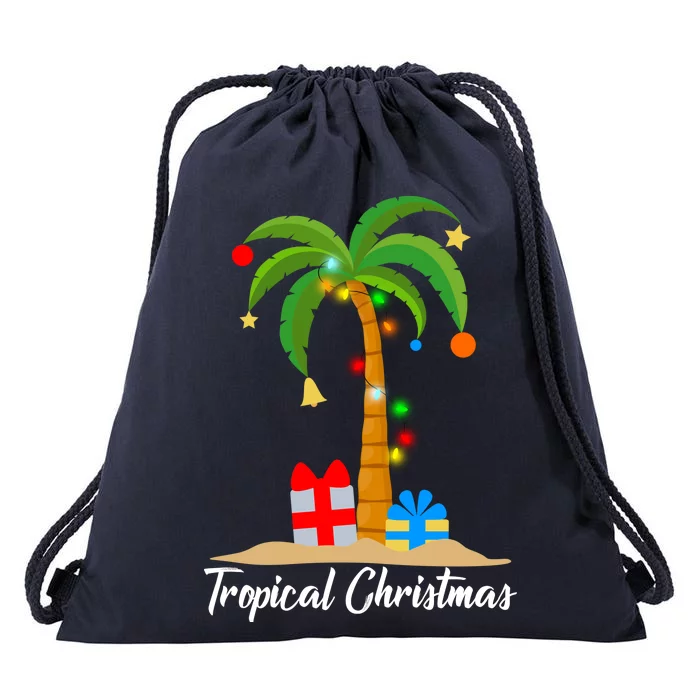 Tropical Christmas Drawstring Bag