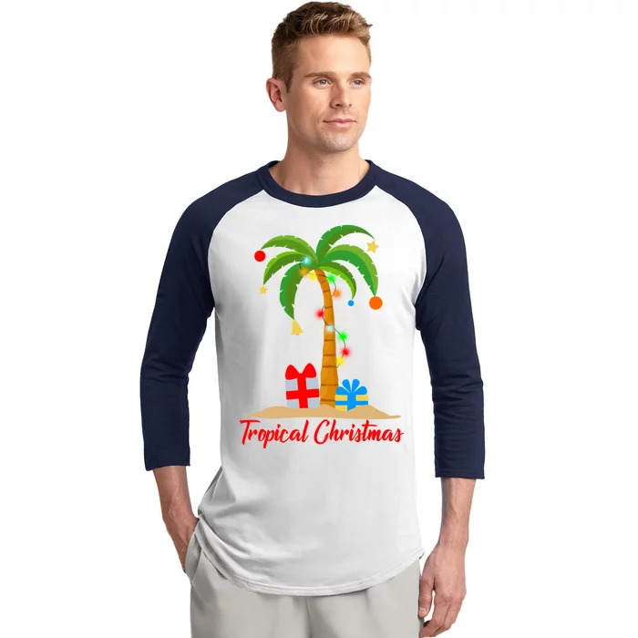 Tropical Christmas Baseball Sleeve Shirt