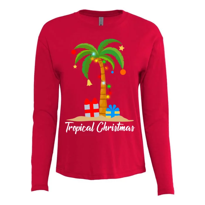 Tropical Christmas Womens Cotton Relaxed Long Sleeve T-Shirt