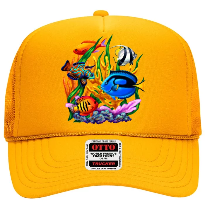 Tropical Fish High Crown Mesh Trucker Hat