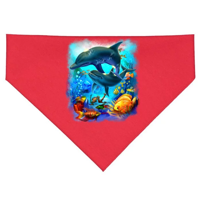 Tropical Fish Dolphins Portrait USA-Made Doggie Bandana