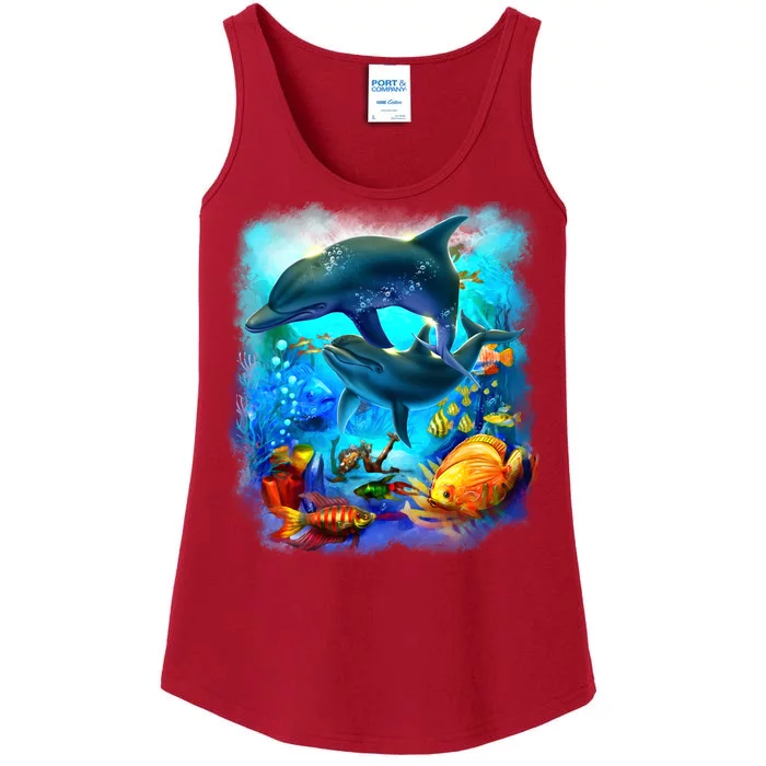 Tropical Fish Dolphins Portrait Ladies Essential Tank