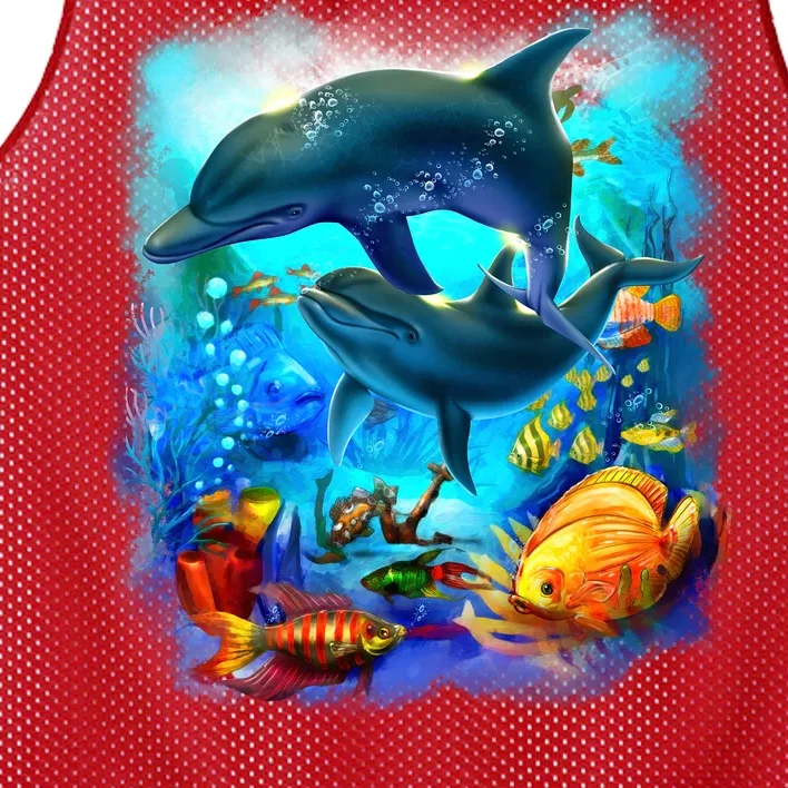 Tropical Fish Dolphins Portrait Mesh Reversible Basketball Jersey Tank