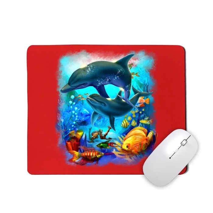 Tropical Fish Dolphins Portrait Mousepad