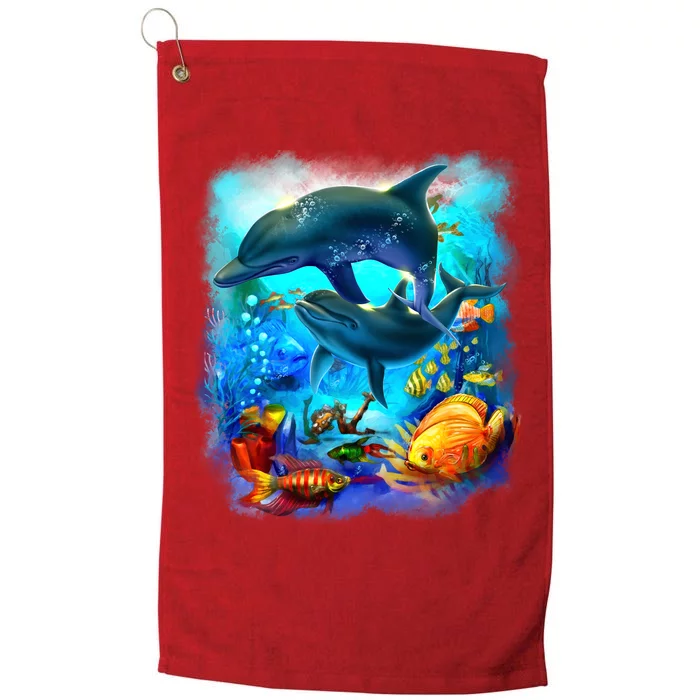 Tropical Fish Dolphins Portrait Platinum Collection Golf Towel