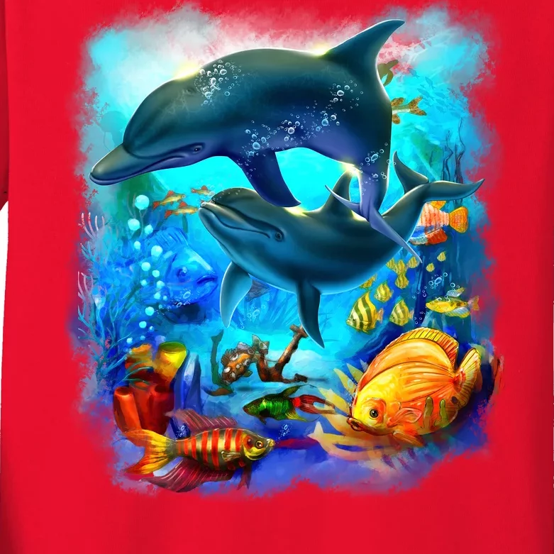 Tropical Fish Dolphins Portrait Kids Long Sleeve Shirt