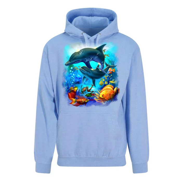 Tropical Fish Dolphins Portrait Unisex Surf Hoodie