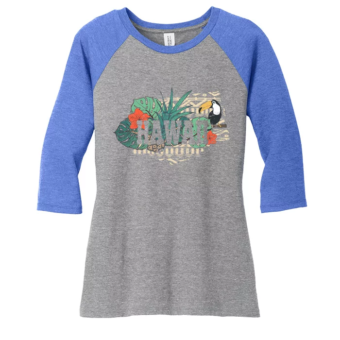 Tropical Paradise Classic Hawaii Bird Women's Tri-Blend 3/4-Sleeve Raglan Shirt