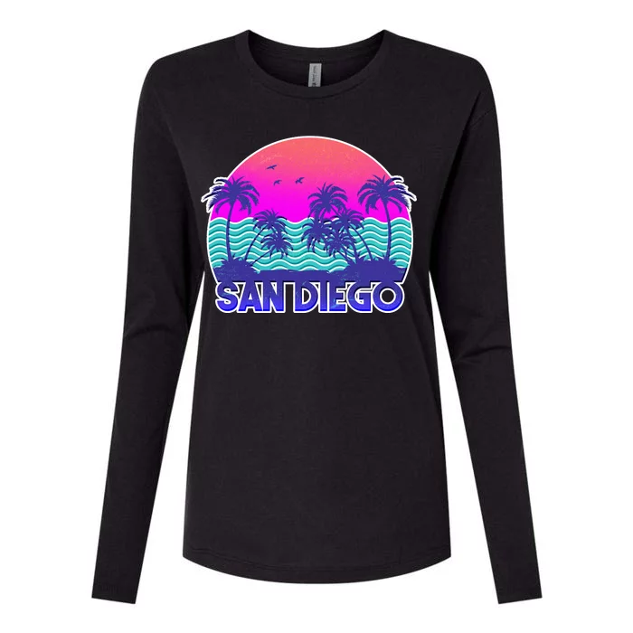 Tropical Retro San Diego Womens Cotton Relaxed Long Sleeve T-Shirt